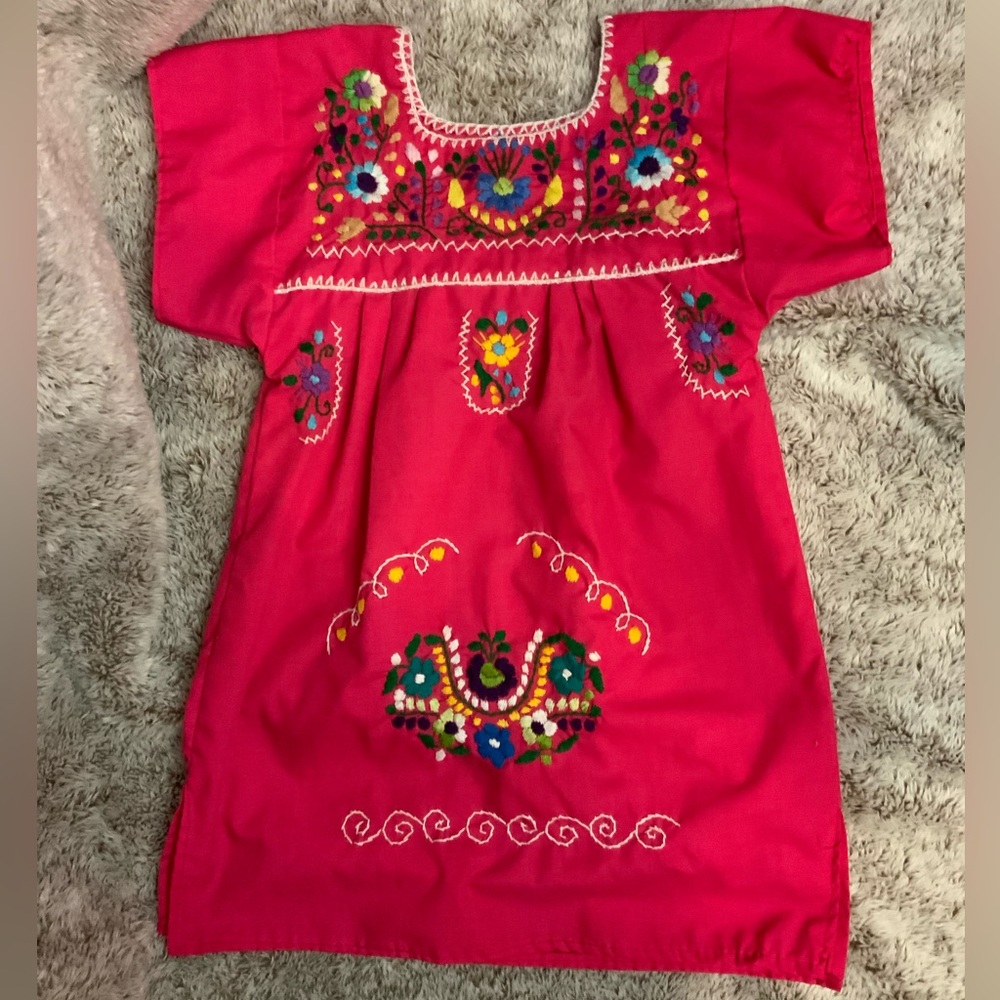 Pink Embroidered Mexican Style Dress 3T